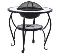 Mosaic Fire Pit Table Ceramic Barbecue BBQ Table Outdoor Fireplace vidaXL