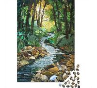 Mosaic Forest Stream Art 1000-Piece Jigsaw Puzzle for Adults, 70x50cm/1000pcs, Quiet Home Activity, Focused Puzzle Time And Year-Round Leisure