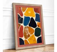 Mosaic Fragments Geometric Framed Wall Art Print A1 (84.1×59.4cm) Oak, Wall Decor for Living Room, Bedroom, Office & Home, Ready to Hang, Art Gift