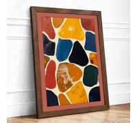 Mosaic Fragments Geometric Framed Wall Art Print A1 (84.1×59.4cm) Walnut, Wall Decor for Living Room, Bedroom, Office & Home, Ready to Hang, Art Gift