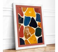 Mosaic Fragments Geometric Framed Wall Art Print A2 (59.4×42cm) White, Wall Decor for Living Room, Bedroom, Office & Home, Ready to Hang, Art Gift