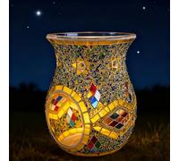 Mosaic Glass Romantic Oil Burner Tealight Candle Holder Fragrance Warmer Incense Aroma Diffuser for Wedding Christmas Home Table Decor