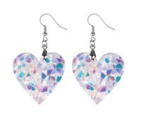 Mosaic Glass Shards Iridescent Women's Earrings Wooden Pendant Dangle Jewelry Stylish Accessories for Party