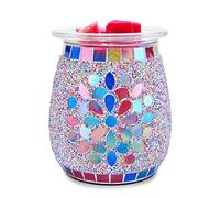 Mosaic Glass Wax melt Warmer Electric Oil Burner Candle Wax Warmer Romantic Aroma Warmer for Essential Oils Burner & Premium Wax Melts Burner,Simple Roller Switch,Gift,Home Decoration