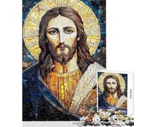 Mosaic Jesus Portrait Jigsaw Puzzles for Adults 1000 Piece Funny Gifts Improve Memory Educational Toy Suitable for Ages 14 And Up size 38x26cm