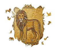 Mosaic Lion Personalized Jigsaw Puzzles, 141 Pcs Wooden Jigsaw Puzzle Tiger Head Shape Puzzle Gift