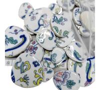 Mosaic Making 200g/7.05oz Irregular Porcelain Mosaic Tiles Mixed Ceramic Mosaic Materials 5.5mm Marble Pattern DIY Crafts Fragments Tile(Oval Flower)