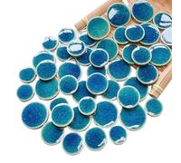 Mosaic Making 200g/7.05oz Irregular Porcelain Mosaic Tiles Mixed Ceramic Mosaic Materials 5.5mm Marble Pattern DIY Crafts Fragments Tile(Round Crack Blue)