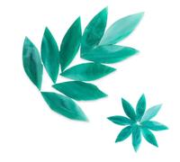 Mosaic Making 21 Pcs Mixed Color Leaf Shape Mosaic Tiles for Crafts Stained Glass DIY Coaster Lamp Art Wall Decoration Petal Irregular Arte(Green)
