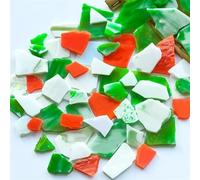 Mosaic Making 3.5oz/100g Polygon Mica Mosaic Tiles DIY Craft Colored Fragments Glass Tile Mosaic Making Materials Irregular Shape Pieces(GreenRedWhite)