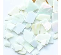 Mosaic Making 3.5oz/100g Polygon Mica Mosaic Tiles DIY Craft Colored Fragments Glass Tile Mosaic Making Materials Irregular Shape Pieces(White)