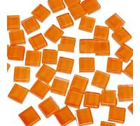 Mosaic Making 50pcs of Glass Mixed Color Mosaic Tiles Pieces Handmade Crystal Creative Materials DIY Craft Dinner Mini Mosaic Tiles(Orange)