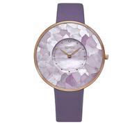 Mosaic Mother-of-Pearl' Dial - 38mm - Gold Tone & Crystal Accents - Ultra Slim Quartz Watch, Genuine Leather Strap - Model 5274 SO&CO Purple One Size