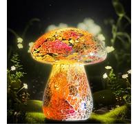 Mosaic Mushroom Garden Lights - Table Lamp Outdoor Decor Waterproof Night Light Lawn Decor Statue for Patio, Party, Yard (Red)