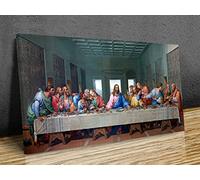 Mosaic of Last supper of Jesus by Giacomo Raffaelli, copy of Leonardo da Vinci work, panoramic wall hangings,wall art, canvas print art framed, (24x12in 60x30cm)