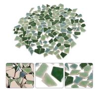 Mosaic Pieces 200G Office Desk Decor Ceramic Mosaic Tile for Crafts Irregular Shape Flowerpot Particulate Stone Glazed DIY for Home Garden Decoration Art Projects(Green)