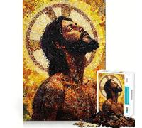 Mosaic Portrait of Jesus Jigsaw Puzzle for Adults 1000 Pieces Sharp Thinking Clean Joint Fun Activity Birthday Surprise (38x26cm)