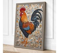 Mosaic Rooster Eclectic Canvas Wall Art Print 36x24 Inch (91 x 61 cm)