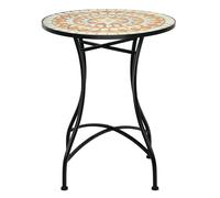 Mosaic Round Table Retro Mosaic Side Table with Iron Frame
