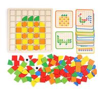 Mosaic Shape Wooden Pattern Blocks Puzzle, 120 PCS with 20 Design Cards, Kindergarten Classic Educational Geometric Toys for Kids Ages 4-8