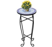 vidaXL Mosaic Side Table Blue White Outdoor Balcony Furniture Plant Stand