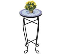 Mosaic Side Table Plant Table Blue White