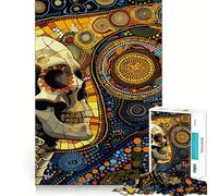 Mosaic Skull in Psychedelic Thoughts Jigsaw Puzzles for Adults 1000 Pieces Sharp Mind Bright Color Family Activity Wall Art (38x26cm)