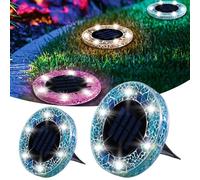 Mosaic Solar Disk Light, 4 Pack Mosaic Solar Lights Outdoor, Flat Solar Lights Waterproof, Anti-Rust Garden Lighting Decor for Pathway Garden Yard Lawn Walkway Landscape Driveway (2 Pack Blue)