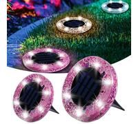 Mosaic Solar Disk Light, 4 Pack Mosaic Solar Lights Outdoor, Flat Solar Lights Waterproof, Anti-Rust Garden Lighting Decor for Pathway Garden Yard Lawn Walkway Landscape Driveway (2 Pack Purple)