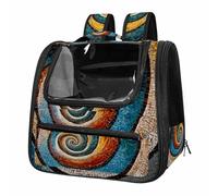 Mosaic Spiral Pattern Breathable Cat Carrier Backpack - Lightweight Pet Travel Bag for Kitties, Small Dogs & Puppies | Airline-Approved, Anti-Escape Design