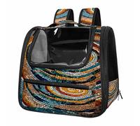 Mosaic Spiral Pattern Breathable Cat Carrier Backpack - Lightweight Pet Travel Bag for Kitties, Small Dogs & Puppies | Airline-Approved, Anti-Escape Design