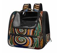 Mosaic Spiral Pattern Breathable Cat Carrier Backpack - Lightweight Pet Travel Bag for Kitties, Small Dogs & Puppies | Airline-Approved, Anti-Escape Design