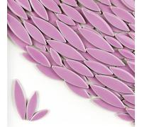 Mosaic Squares 85g/3oz Ceramic Petal Mosaic Tiles DIY Porcelain Leaf Tile Willow Leaves Mosaic Making Stones 3-Sizes-Mix 4mm/0.15in Thickness Mosaic Kits(Purple)