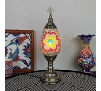 Mosaic Star Glass Table Lamp, Antique Turkish Lamp, Moroccan Vintage Work Desk Lamp, Bohemian Bedside Colorful Glass Light for Bedside Office Living Room Decorative,Yellow