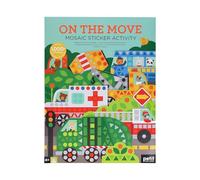 Petit Collage On The Move Mosaic Sticker Activity | Includes Over 1000 Stickers and Fold Out Double Sided Scene & 6 Press-Out Vehicles | for Ages 4+
