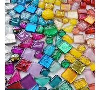 Mosaic Stones Colourful Mosaic Stones Colourful Glass Mosaic Stones Craft Mix,Polygonal Assorted Mosaic Stones for Crafts Set for Home Decoration, Flower Pots, Mirror and Crafts (Approx. 200 g)