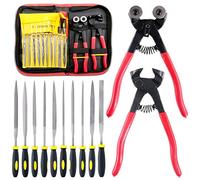 mosaic Sweet 12Pcs Tools with Needle File Set, Including Heavy Duty Glass Cut Nippers and Tile Nippers, 10Pcs Metal Files, Hardened Alloy Strength Steel Perfect for DIY Tile Cutter