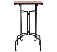 Mosaic Table Ceramic Terracotta with Iron Frame 35 x 35 x 56 cm Weatherproof Balcony Patio Garden Side Table Plant Table for Indoor Outdoor Decoration and Presentation