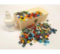 Mosaic Tile Treasure Chest Kit. Ready to Make. Full Colour Mix. Every thing you need to make this Mosaic Box, vitreous tiles and solid wooden box + Adhesive & Instructions.