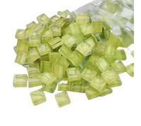 Mosaic Tiles 1 * 1 cm Square Transparent Glass Crystal Colorful Cube Craft Project Children DIY Creating Accessories for DIY Art Craft Decoration(Lemon)