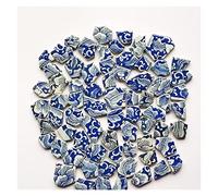Mosaic Tiles, 100g Irregular Mosaic Tiles Ceramic Blue White Pottery Pieces for Making DIY Hobby Wall Crafts Decoration(Blue)