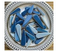 Mosaic Tiles 100g Oval Ceramic Mosaic Tiles Piece DIY Making Stones for Craft Arts Home Wall Decoration Arte Leaf Petal Shape(Blue Mix)