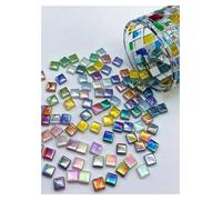 Mosaic Tiles 150PCS Colored Metal Gloss Mosaic DIY Material Particle Round Edge Crystal Glass Tile Handmade Art(150PCS Colorful)