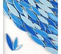 Mosaic Tiles 200g Willow Mosaic Tile Porcelain Leaf Tile Mosaic Making Stone Arts and Crafts Decoration(A-3)