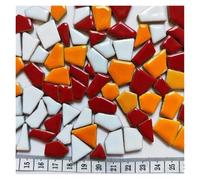 Mosaic Tiles 4.3oz/122g Polygon Porcelain Mosaic Tiles DIY Craft Ceramic Making Materials 1-4cm Length,1~4g/pc,3.5mm Thickness(WhiteRedOrange)