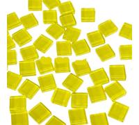 Mosaic Tiles 50 Pieces Transparent Mosaic Glass Tiles Multi-Color Pieces Stone DIY Stone Crafts Lovers(Lemon Yellow)