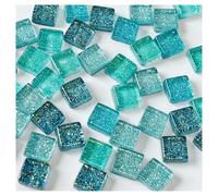 Mosaic Tiles 50pcs Glass Mixed Color Mosaic Tiles Pieces Handmade Crystal Creative Materials DIY Craft Mini(Dazzling Blue)
