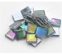 Mosaic Tiles Arts and Crafts, Mosaic Kit 100 Pcs Color Square Transparent Clear Crystal Glass Mosaic Tiles for DIY Art Crafts Mosaic Making 15x15mm Glass Mirror Tiles(B)