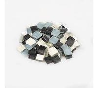 Mosaic Tiles Arts and Crafts, Mosaic Kit 100g (About 100pcs) 1cm Multi Colors Square Glass Tiles for DIY Crafts Tiles Fashion Home Decoration(Black White Mixed)