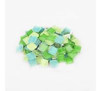 Mosaic Tiles Arts and Crafts, Mosaic Kit 100g (About 100pcs) 1cm Multi Colors Square Glass Tiles for DIY Crafts Tiles Fashion Home Decoration(Green Mixed)